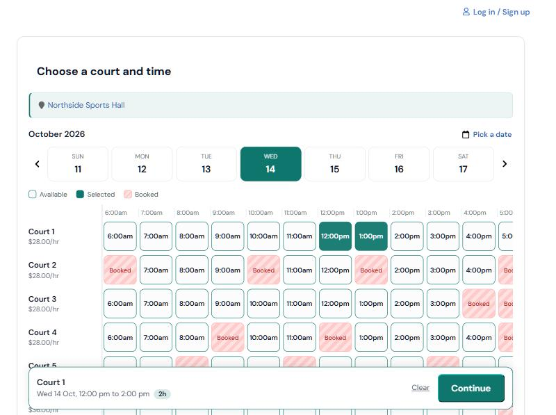 Court booking demo